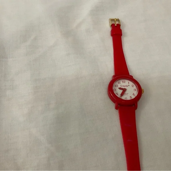 Vintage Cherry Red Crayola Crayons Kids Analog Watch Untested AS IS 90s